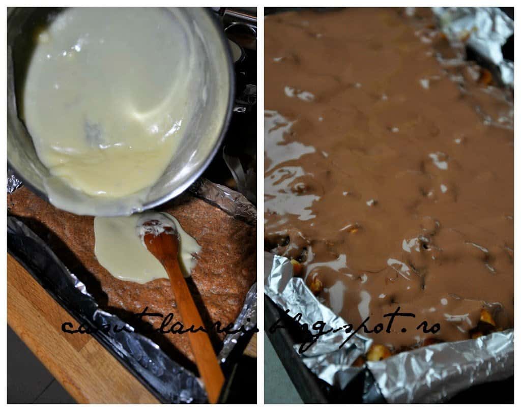 turnam glazura de ciocolata peste prajitura Snickers