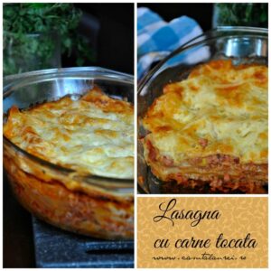 lasagna bolognese cu sos de carne si sos alb Bechamel