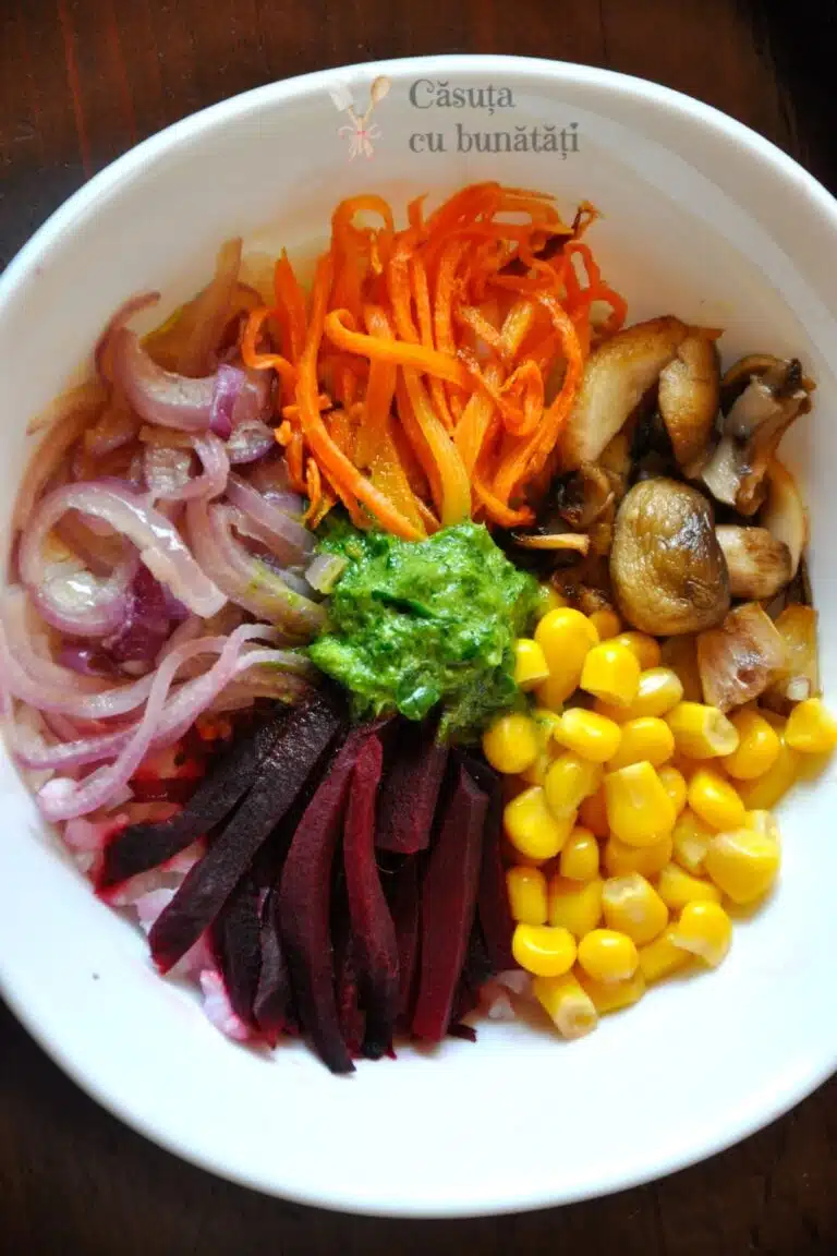 bibimbap orez amestecat cu legume